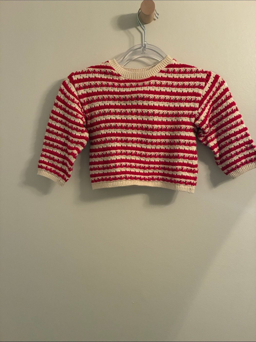 Zara Red and Cream Striped Knit Sweater Top